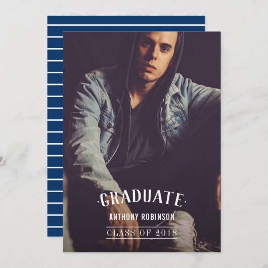 Foto van het Afstuderen van mannen Aankondiging (Voorkant / Achterkant)