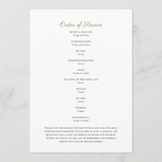 Foto van het begrafenisherdenkingsprogramma programmakaart (Achterkant)