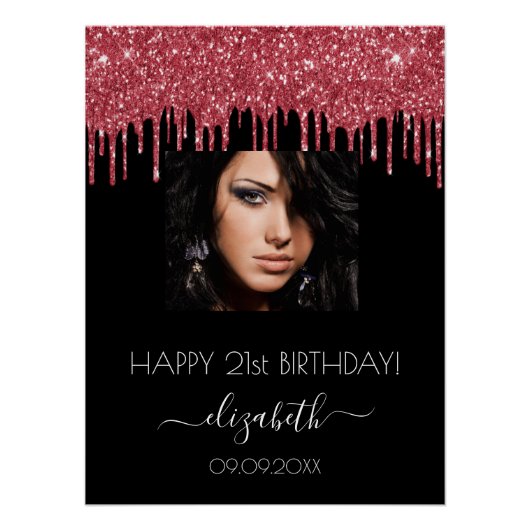 Foto van het Birthday party zwarte rode glitter dr Perfect Poster (Voorkant)
