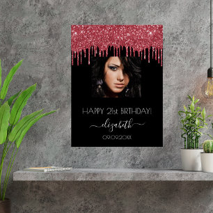 Foto van het Birthday party zwarte rode glitter dr Perfect Poster