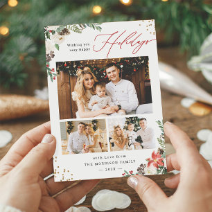 Foto van het Botanische Floral van de Wintersport  Feestdagenkaart