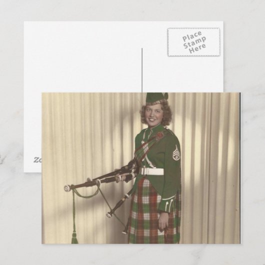  foto van het briefkaart van het meisje van bagpip (Voorkant / Achterkant)