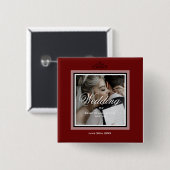 Foto van het Burgundy-rode, aangepast bruiloft Vierkante Button 5,1 Cm (Voorkant /achterkant)