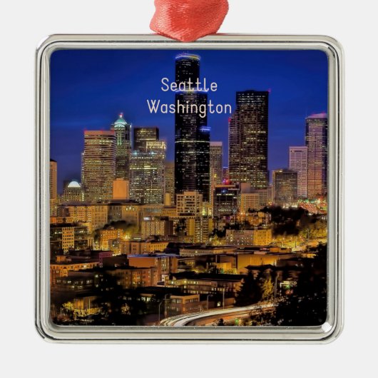 Foto van het centrum van Seattle, cityscape, Metalen Ornament (Voorkant)