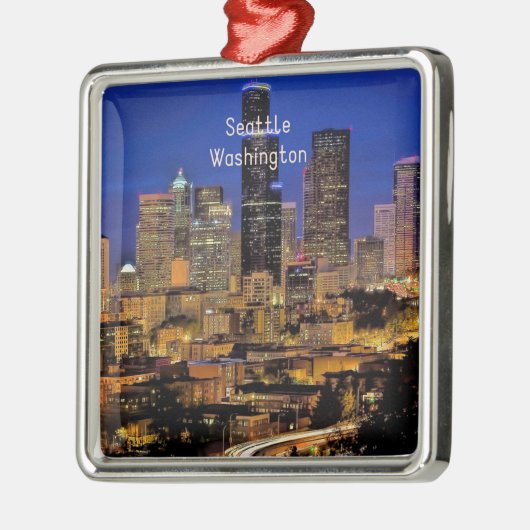 Foto van het centrum van Seattle, cityscape, Metalen Ornament (Links)