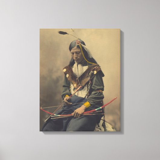  foto van het Cherokee-Man met Bow Canvas Afdruk (Voorkant)