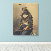  foto van het Cherokee-Man met Bow Canvas Afdruk (Insitu (Houten vloer))