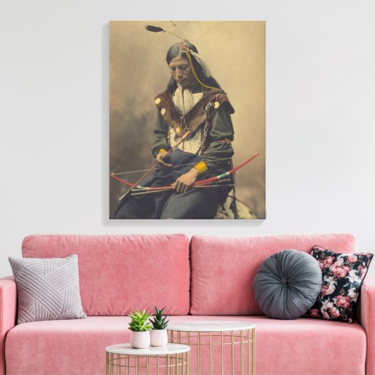 foto van het Cherokee-Man met Bow Canvas Afdruk (Insitu (Woonkamer))