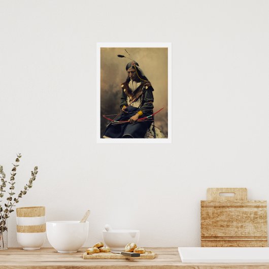  foto van het Cherokee-Man met Bow-Poster Poster (Keuken)