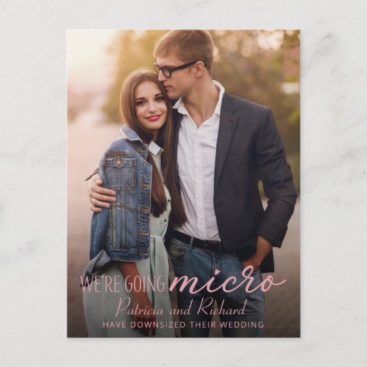 Foto van het downsize Weddenschap Briefkaart (Voorkant)