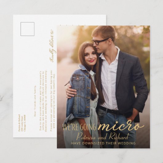 Foto van het downsize Weddenschap Briefkaart (Voorkant / Achterkant)