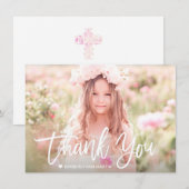 Foto van het eerste Communauteit Modern White Scri Bedankkaart (Voorkant / Achterkant)