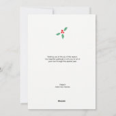 Foto van het eerste kerstfeest met huwelijk en vro feestdagenkaart (Achterkant)