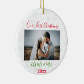 Foto van het eerste kerstfeest met pardon keramisch ornament (Rechts)