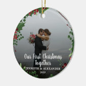 Foto van het eerste kerstfeest Together-stel Keramisch Ornament (Links)