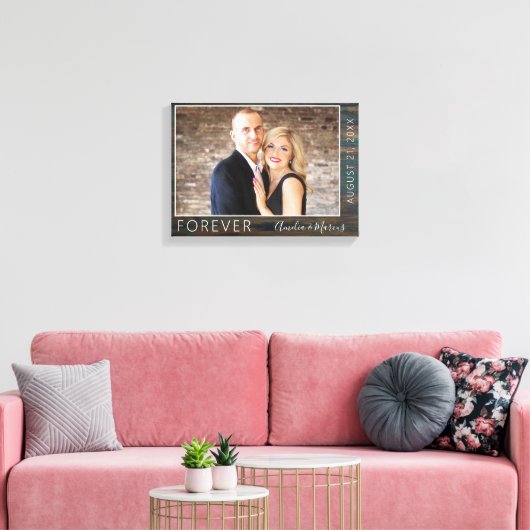 Foto van het Elegant Rustic Wood Script Weduwschap Canvas Afdruk (Insitu (Woonkamer))