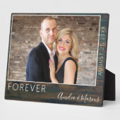 Foto van het Elegant Rustic Wood Script Weduwschap Fotoplaat (Zijkant)