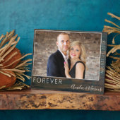 Foto van het Elegant Rustic Wood Script Weduwschap Fotoplaat (Zijkant)
