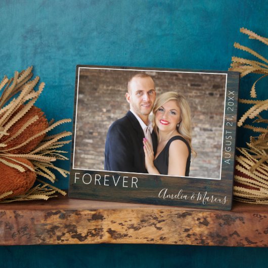 Foto van het Elegant Rustic Wood Script Weduwschap Fotoplaat (Zijkant)