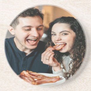 Foto van het eten van bacon aanpassen personaliser zandsteen onderzetter