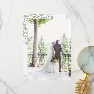 Foto van het Franse Regency Green Fleur de Lis Wed Bedankkaart