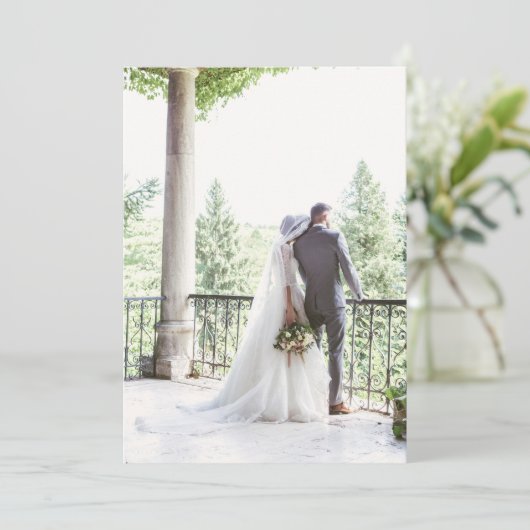 Foto van het Franse Regency Paars Fleur de Lis Wed Bedankkaart (Staand voorkant)