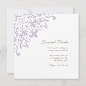 Foto van het Franse Regency Paars Fleur de Lis Wed Bedankkaart (Achterkant)