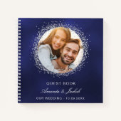 Foto van het gastenboek bruiloft blauw zilveren gl notitieboek (Voorkant)