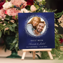 Foto van het gastenboek bruiloft blauw zilveren gl notitieboek