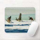 Foto van het gevecht tegen Canadese ganzen & sneeu Muismat (Met muis)