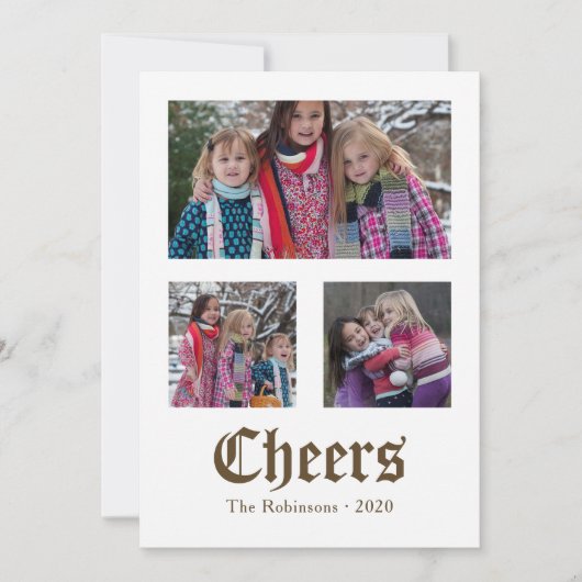  foto van het gouden kerstblad Muziekfamilie Feestdagenkaart (Voorkant)