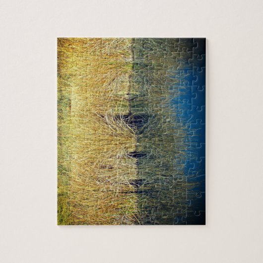 Foto van het Grasmeer met blauw water Legpuzzel (Verticaal)