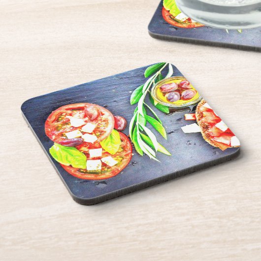 Foto van het Grieks en mediterraan dieet. Bestel n Bier Onderzetter (Linkerzijde)