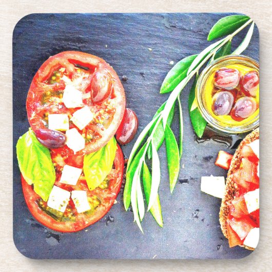 Foto van het Grieks en mediterraan dieet. Bestel n Bier Onderzetter (Voorkant)