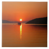 Foto van het Griekse eiland Sunset Tile Tegeltje (Voorkant)