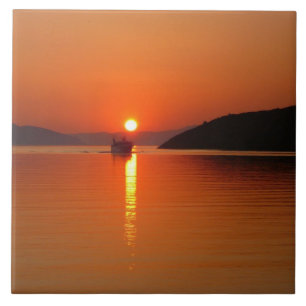 Foto van het Griekse eiland Sunset Tile Tegeltje