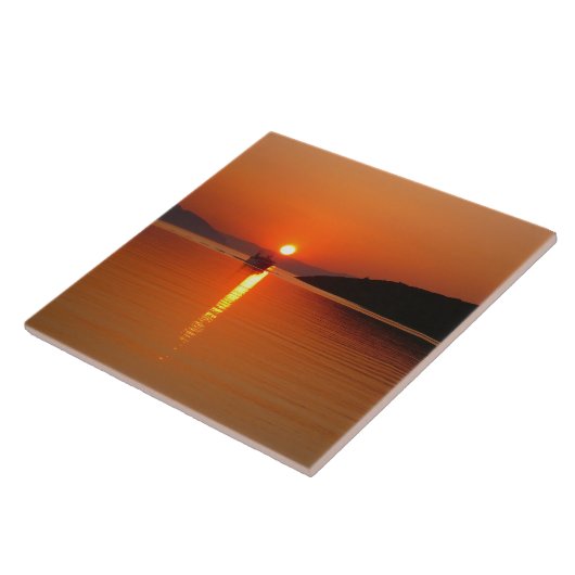 Foto van het Griekse eiland Sunset Tile Tegeltje (Zijkant)
