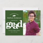 Foto van het groene afstuderen moderne vetgedrukte aankondiging (Voorkant)