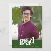 Foto van het groene afstuderen moderne vetgedrukte aankondiging (Voorkant)