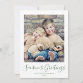 Foto van het groet van het minimalistische Groene  Feestdagenkaart (Voorkant)