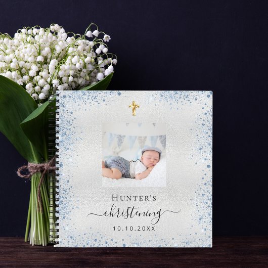 Foto van het Guest Book christening Silver Blue Notitieboek