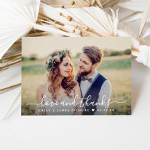 Foto van het handgeschreven script Love and Bedank