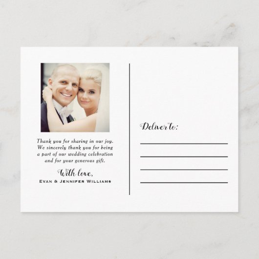 Foto van het handgeschreven script Love and Bedank Briefkaart (Achterkant)