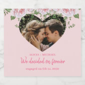 Foto van het hart gepersonaliseerd script modern k sparkling wijnetiket (Enkel label)