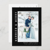 Foto van het huwelijk Black Feestdagenkaart (Voorkant / Achterkant)