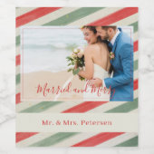 Foto van het huwelijk elegant gehuwd en gehuwd wijn etiket (Enkel label)