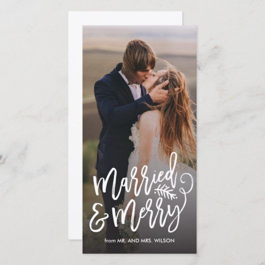 Foto van het huwelijk en de feestdag feestdagenkaart (Voorkant / Achterkant)