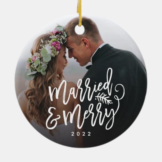 Foto van het huwelijk en de feestdag keramisch ornament (Achterkant)