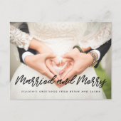 Foto van het huwelijk en van de prettige kerst briefkaart (Voorkant)