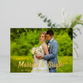 Foto van het huwelijk en van het huwelijk folie feestdagenkaart (Staand Voorkant)